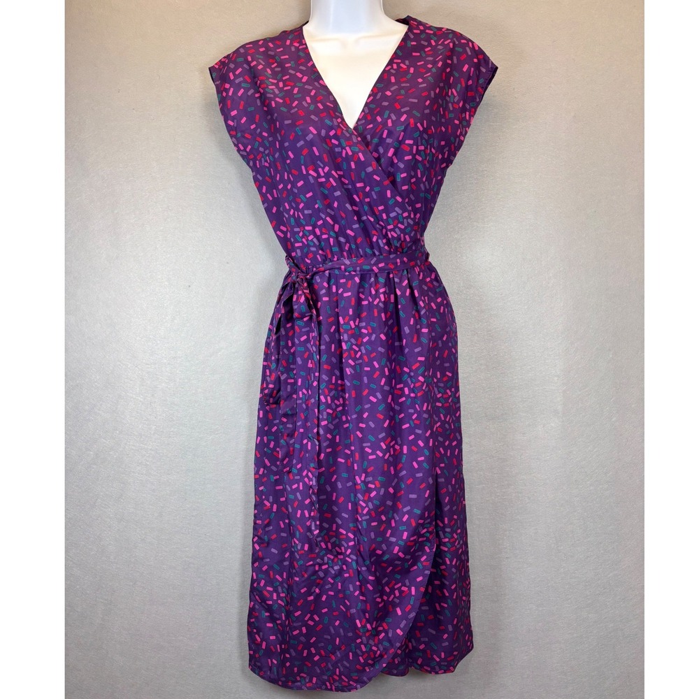 Diane‎ Von Furstenberg vintage purple silk confetti print wrap dress small US 8